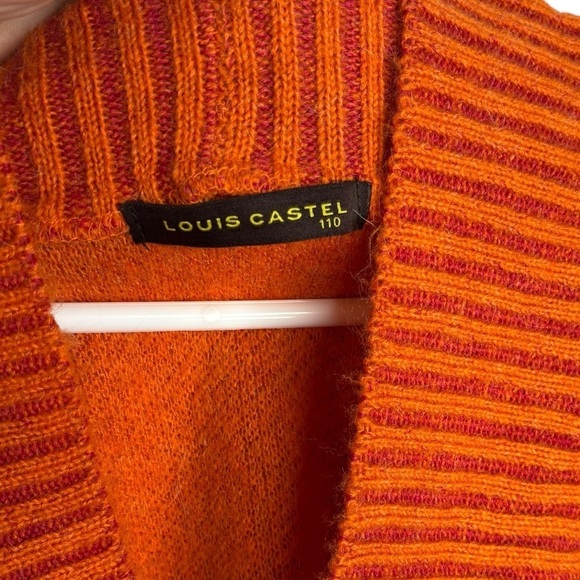 Louis Castel Golf Preppy Wool Blend Sweater Vest Size 110-XXL Orange Red Striped - Picture 5 of 12